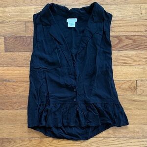 Cooperative Black Ruffled Collar Top